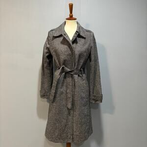 Vintage Y2K Old Navy gray tweed snap-front coat with a belt, size Medium
